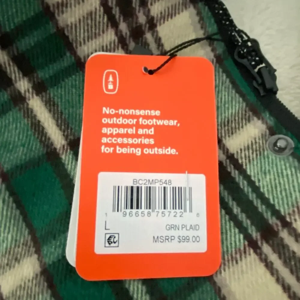 Bass Outdoors Men's Large Sherpa-Lined Jacket Green Plaid NEW